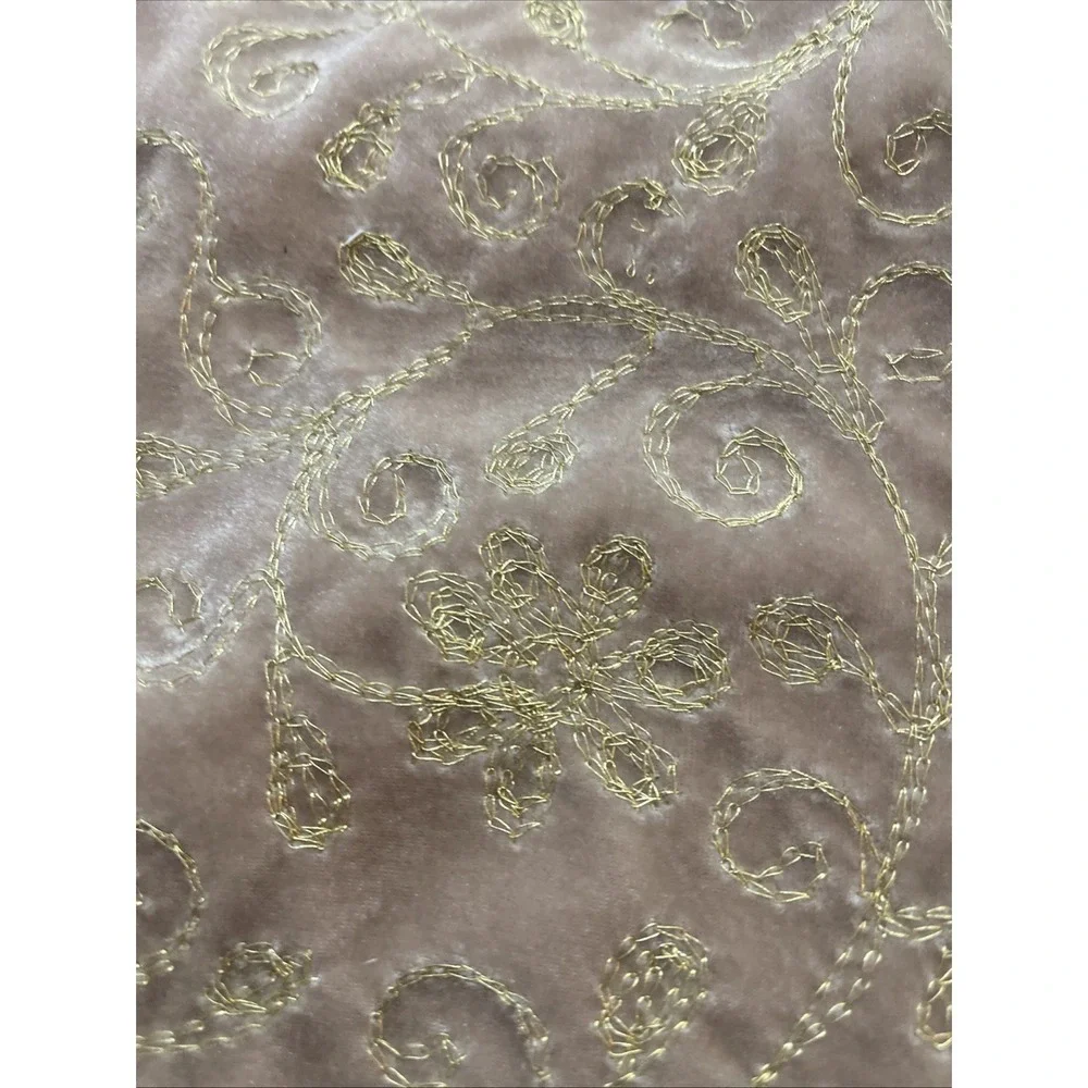 Vintage‎ Crushed Velvet Gold Embroidered Table Runner Tassels 72X13